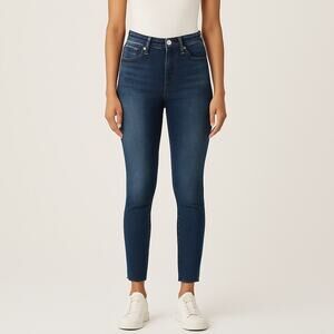 Agolde Sophie High Rise Raw Hem Crop Skinny Jean Dark Wash